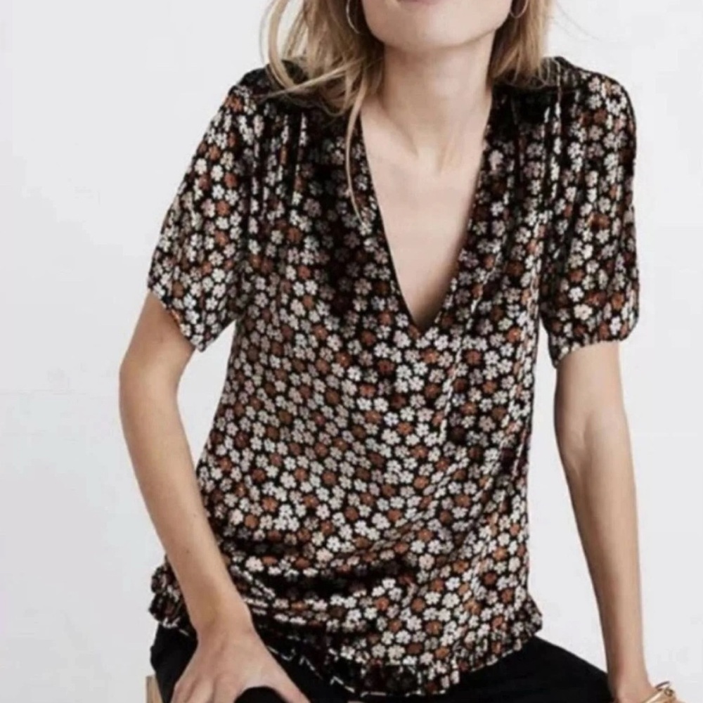 Madewell Floral Print Tulip Sleeve Top M